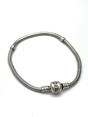Pandora Sterling Silver Snakechain Charm Bracelet  7.9”
